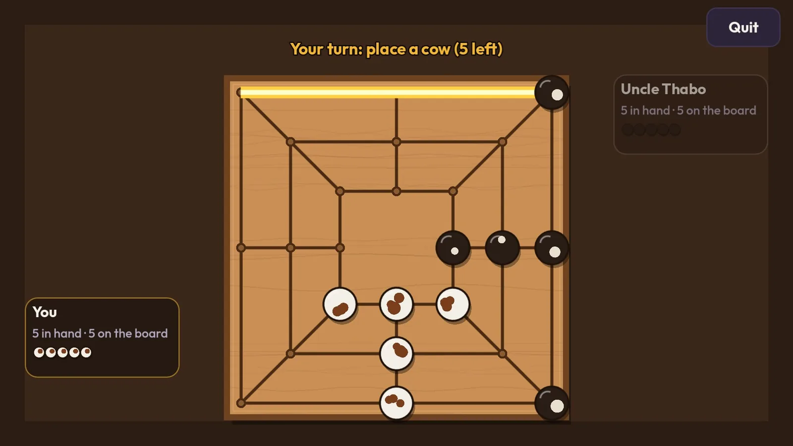A game of morabaraba in progress
